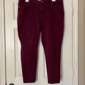Lane Bryant Maroon Skinny Jeans Size 20